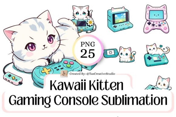 Download Cute Kitten Gaming Console Sticker - Premium Resources